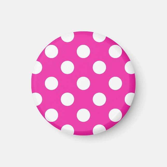 White polka dots on fuchsia magnet (Framsidan)