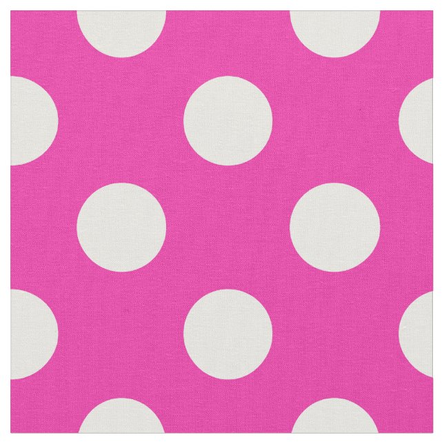 White polka dots on fuchsia tyg (Närbild)