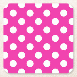 White polka dots on fuchsia underlägg papper kvadrat