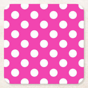 White polka dots on fuchsia underlägg papper kvadrat