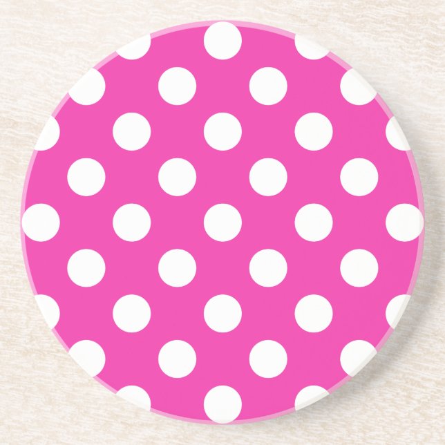 White polka dots on fuchsia underlägg sandsten (Framsidan)