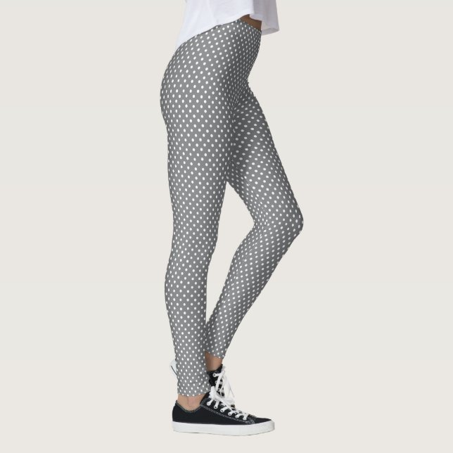 White Polka Dots On Grey Leggings (Höger)