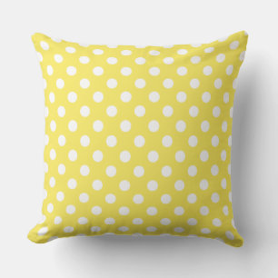 White Polka dots on Maize Gult Background Kudde