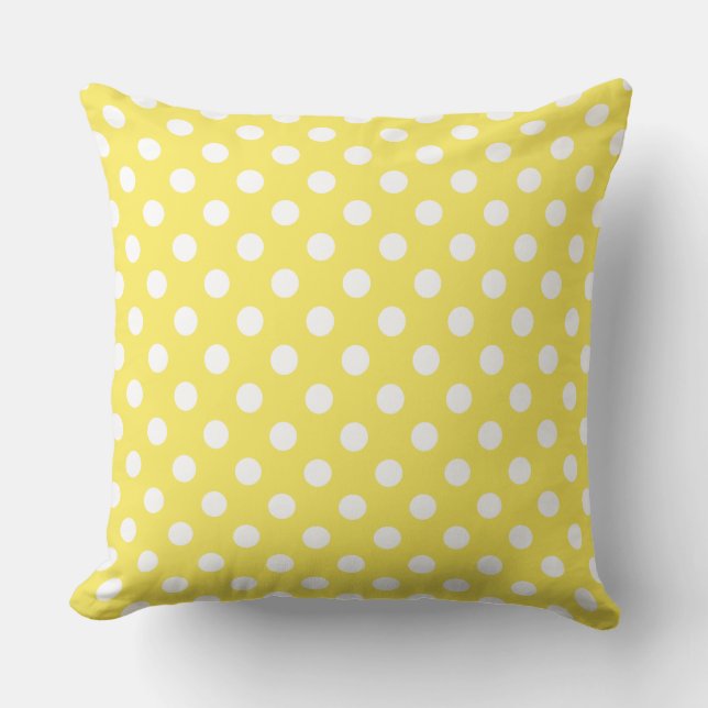 White Polka dots on Maize Gult Background Kudde (Framsida)