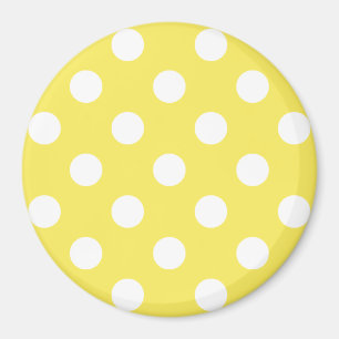 White Polka dots on Maize Gult Background Magnet