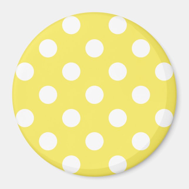 White Polka dots on Maize Gult Background Magnet (Framsidan)
