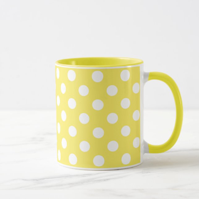 White Polka dots on Maize Gult Background Mugg (Höger)