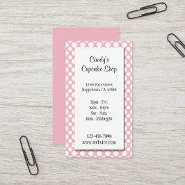 White Polka Dots on Pink Editable Business Card Visitkort