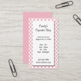 White Polka Dots on Pink Editable Business Card Visitkort
