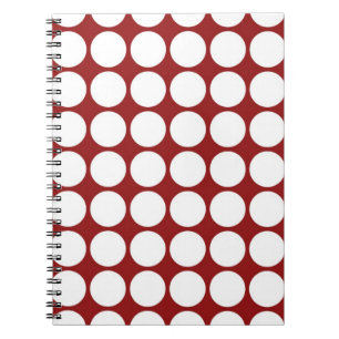 White Polka dots on Red Anteckningsbok Med Spiral