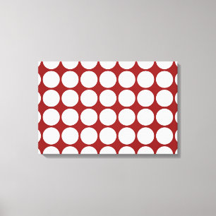 White Polka dots on Red Canvastryck