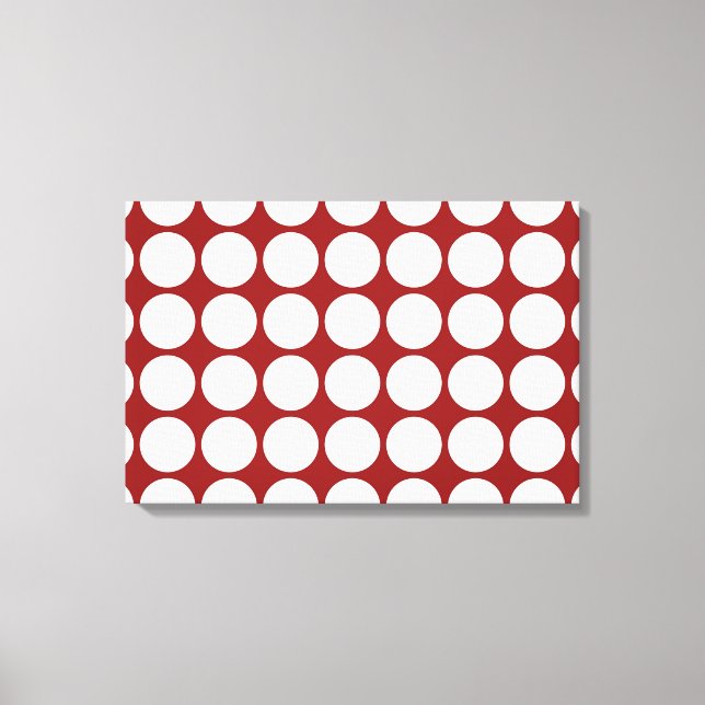 White Polka dots on Red Canvastryck (Framsida)