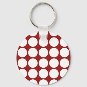 White Polka dots on Red Nyckelring