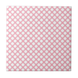 White Polka dots on Rosa Kakelplatta