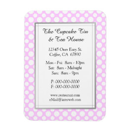 White Polka dots on Rosa Restaurant Anpassningsbar Magnet