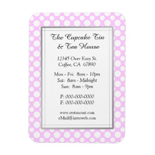 White Polka dots on Rosa Restaurant Anpassningsbar Magnet