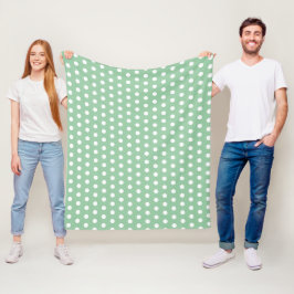 White Polka Dots on Sage Green  Fleecefilt