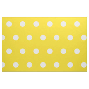 White Polka dots on School Days Gult Tyg
