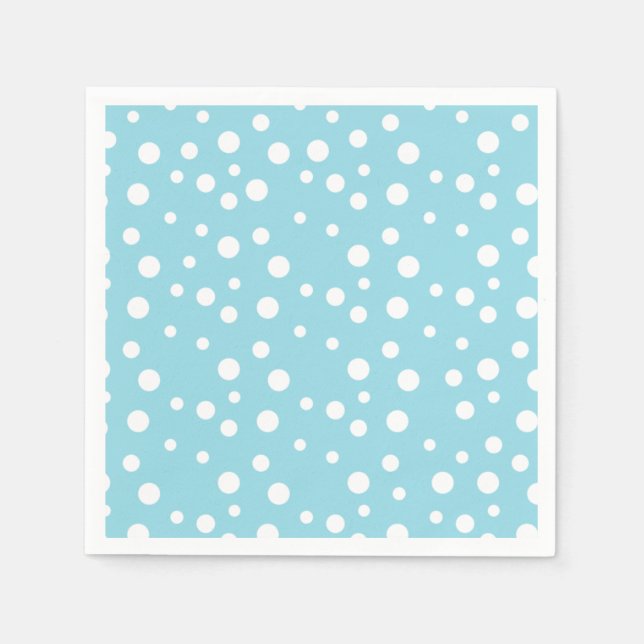 White Polka dots på Baby blue Pappersservett (Framsidan)