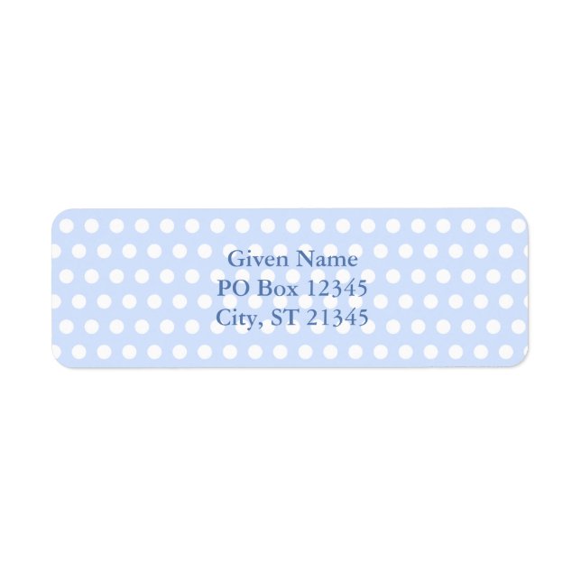 White Polka dots på Baby blue Returadress Etikett (Framsidan)
