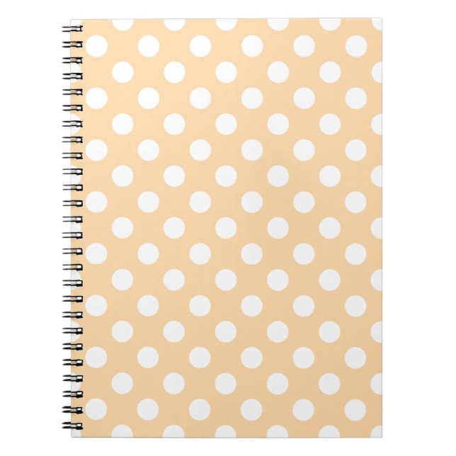 White polka dots på beige anteckningsbok (Framsidan)