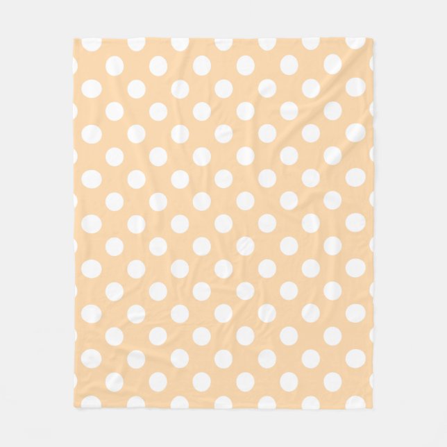 White polka dots på beige fleecefilt (Framsidan)