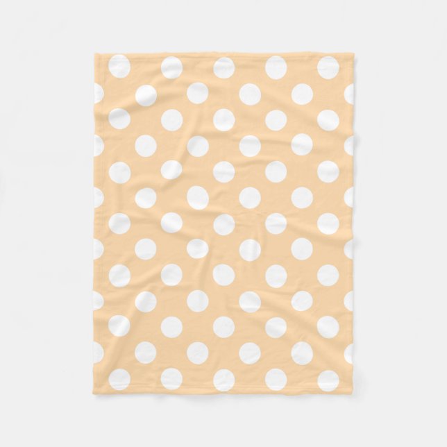 White polka dots på beige fleecefilt (Framsidan)