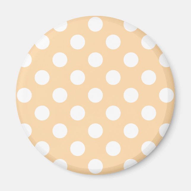 White polka dots på beige magnet (Framsidan)
