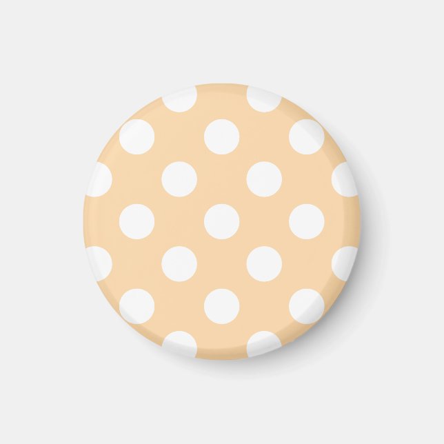 White polka dots på beige magnet (Framsidan)