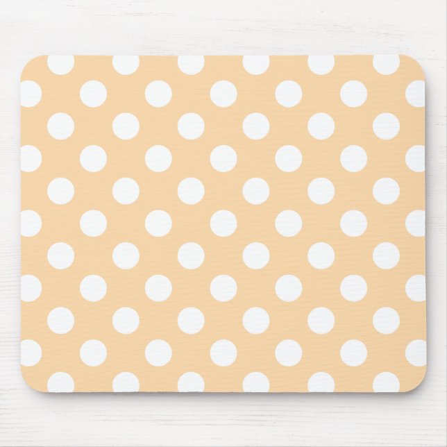 White polka dots på beige musmatta (Framsidan)