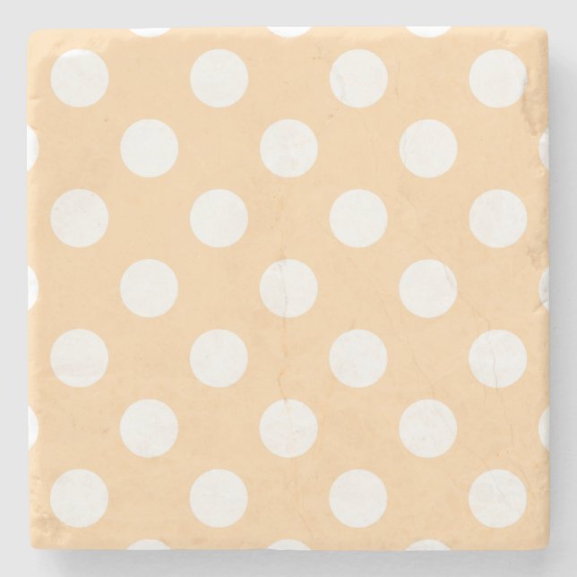 White polka dots på beige stenunderlägg (Framsidan)