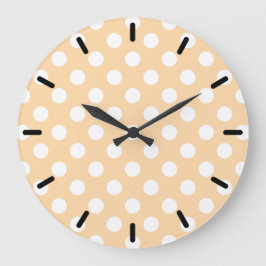 White polka dots på beige stor klocka