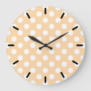White polka dots på beige stor klocka