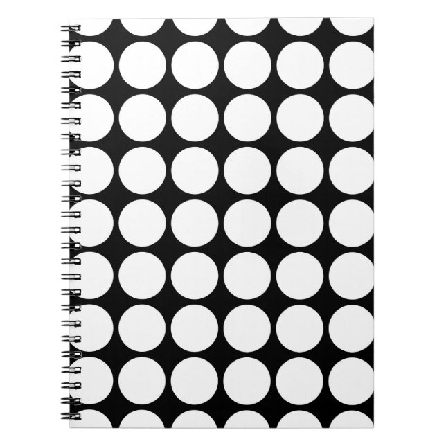 White Polka dots på Black Anteckningsbok (Framsidan)