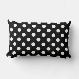 White Polka dots på Black Background Lumbarkudde