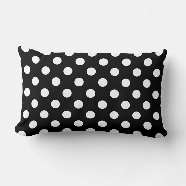 White Polka dots på Black Background Lumbarkudde (Framsida)