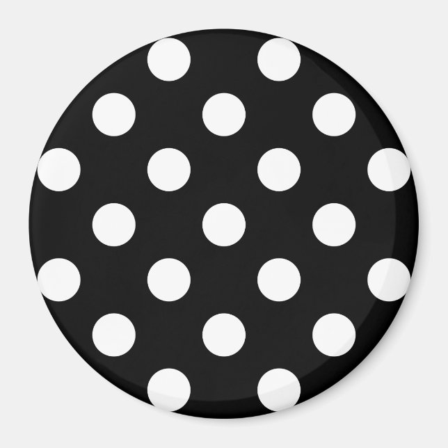 White Polka dots på Black Background Magnet (Framsidan)