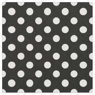 White Polka dots på Black Background Tyg