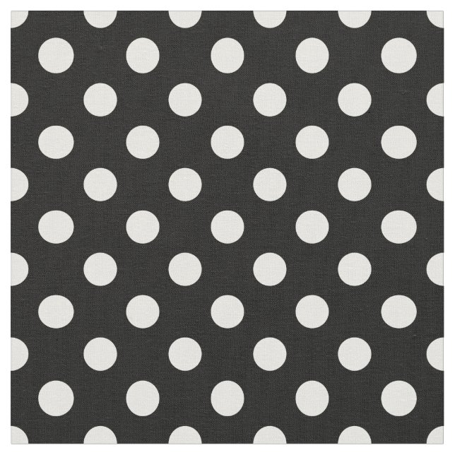 White Polka dots på Black Background Tyg (Närbild)