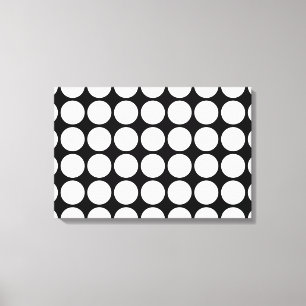 White Polka dots på Black Canvastryck