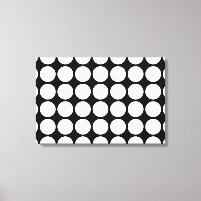 White Polka dots på Black Canvastryck (Framsida)