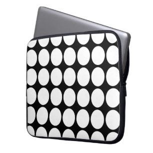 White Polka dots på Black Laptop Fodral