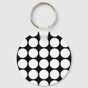 White Polka dots på Black Nyckelring