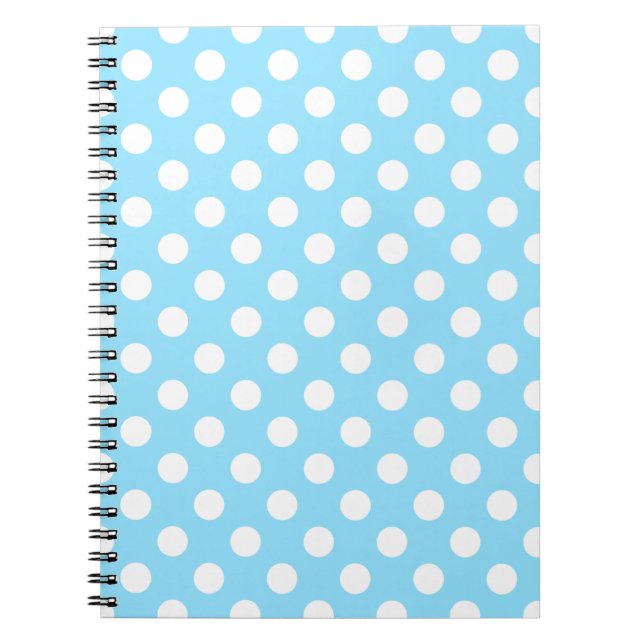 White polka dots på blek blue anteckningsbok med spiral (Framsidan)
