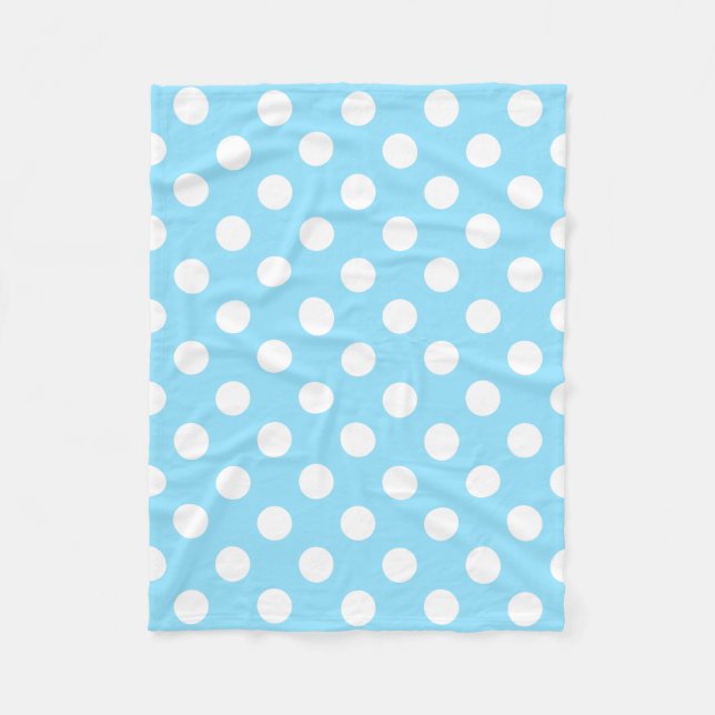 White polka dots på blek blue fleecefilt (Framsidan)