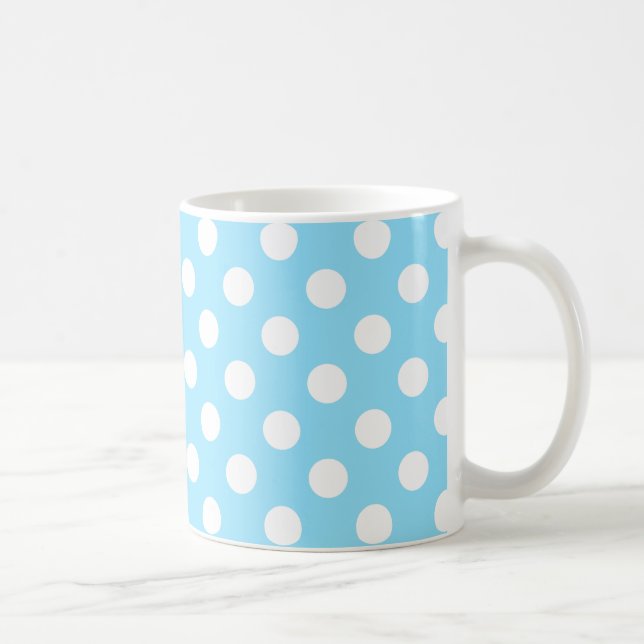 White polka dots på blek blue kaffemugg (Höger)