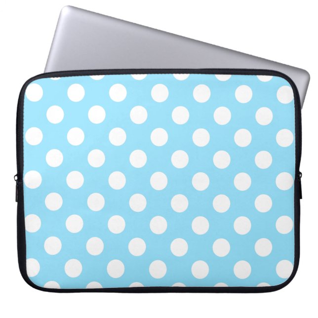 White polka dots på blek blue laptop fodral (Framsidan)