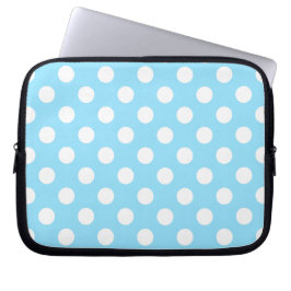White polka dots på blek blue laptop sleeve