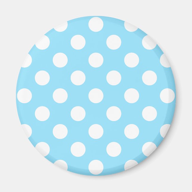 White polka dots på blek blue magnet (Framsidan)