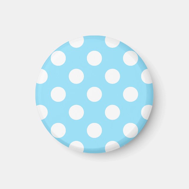 White polka dots på blek blue magnet (Framsidan)